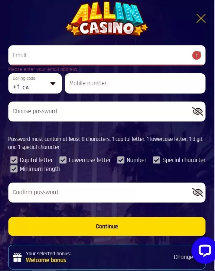 allin casino login