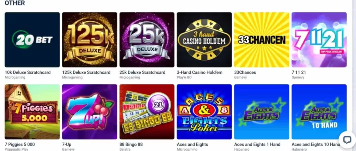 20bet casino other games screenshot
