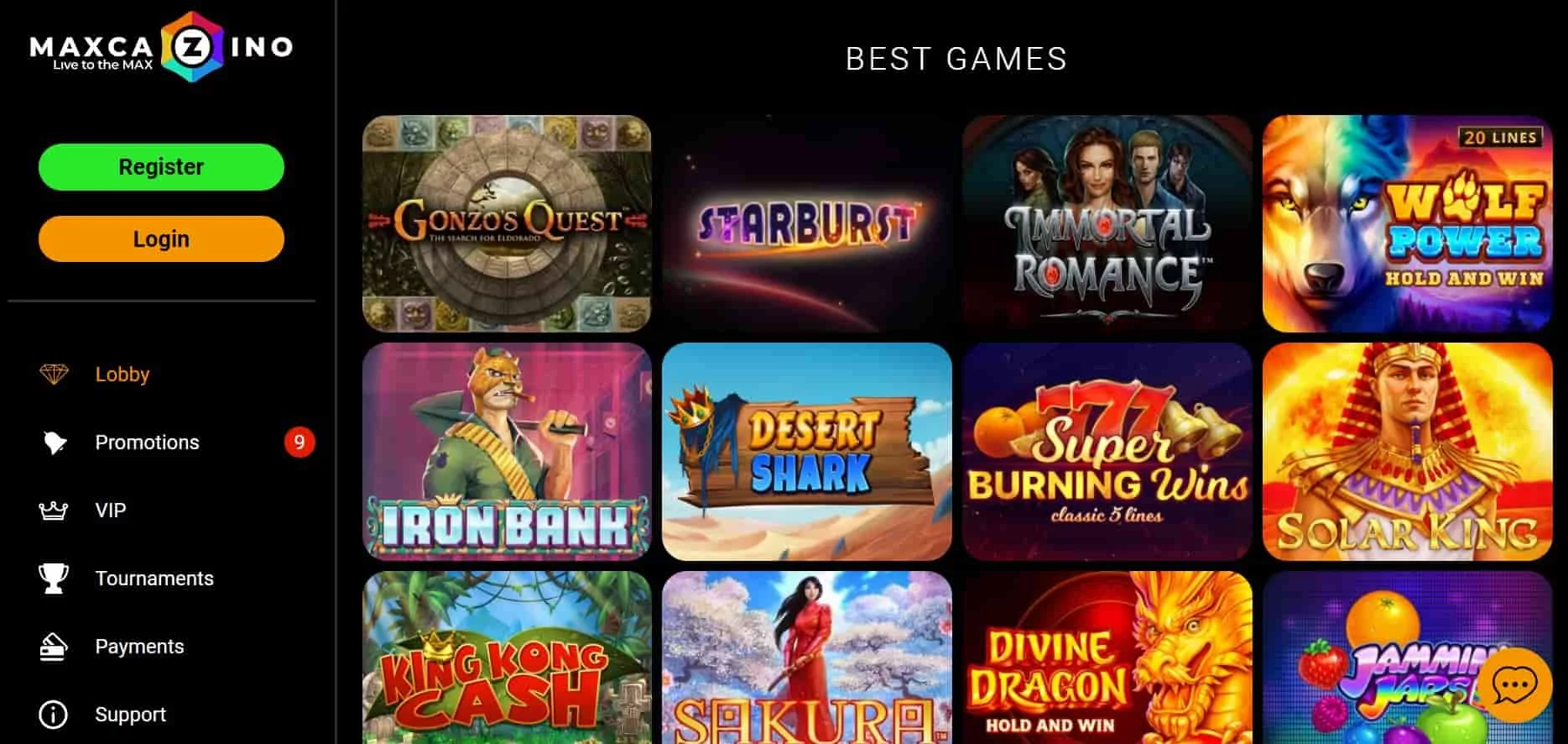 max cazino games-min