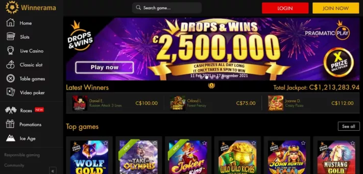 winnerama casino homepage-min