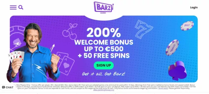 barz casino welcome bonus banner