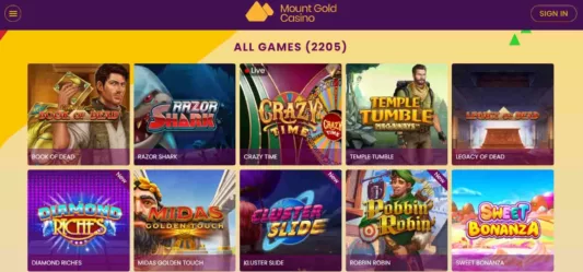 mount gold casino games