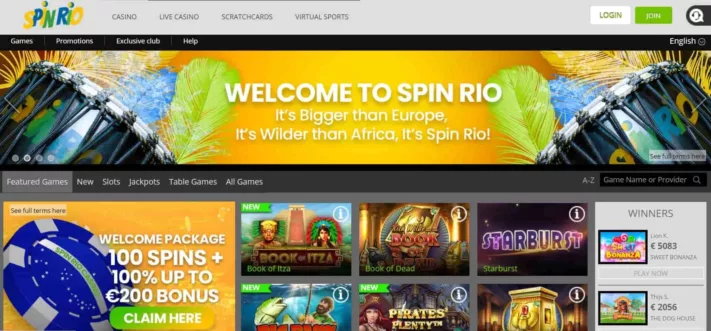 spinrio casino homepage-min
