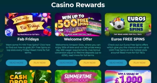 amazonslots casino promotions screenshot