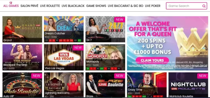 queenplay casino live games