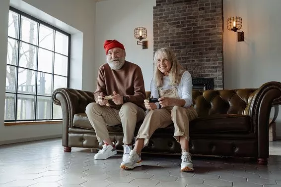 older couple playing video games