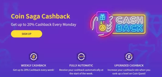 coinsaga casino cashback