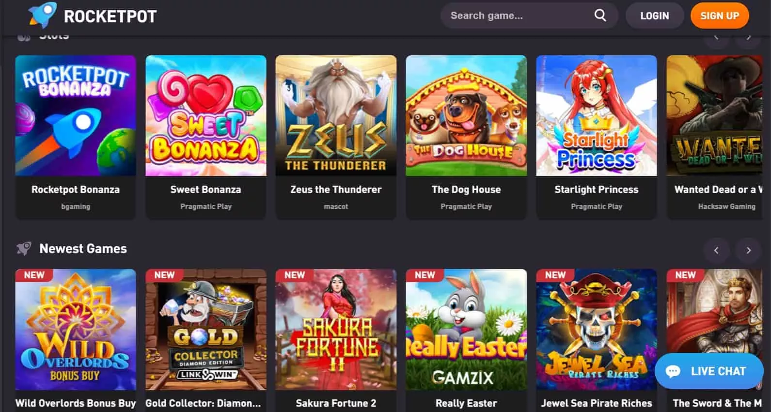 rocketpot casino games