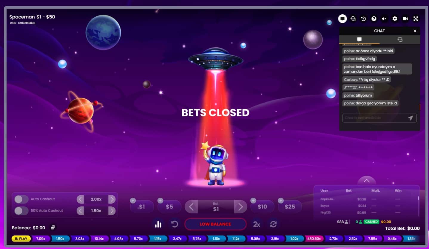 spaceman game casinos crash game bets closed