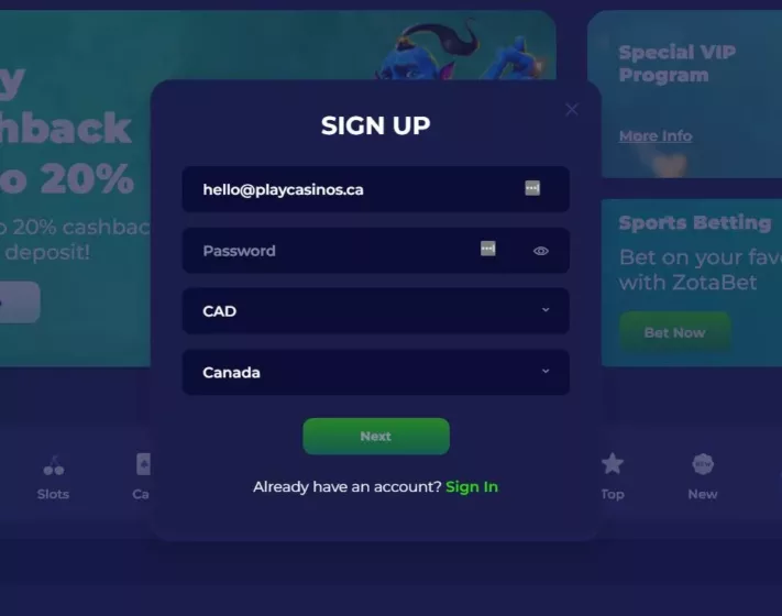 zotabet casino login