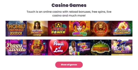 touch casino games