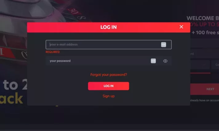 1red casino login