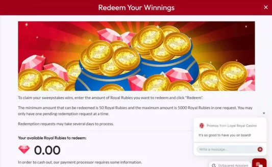 loyal royal casino redeem your winnings