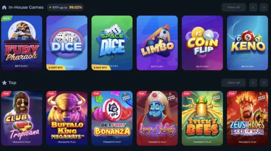 BetFury casino games