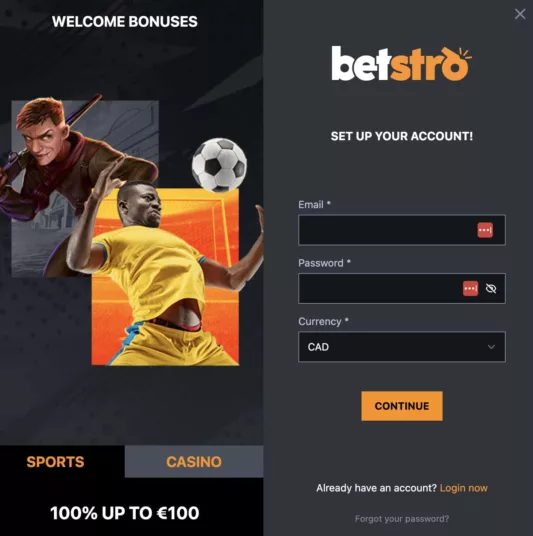 Betstro casino login and registration