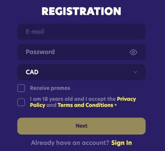 Bingobonga casino signup and registration