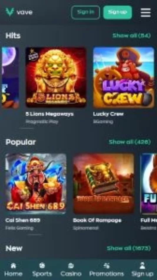Vave Casino Games